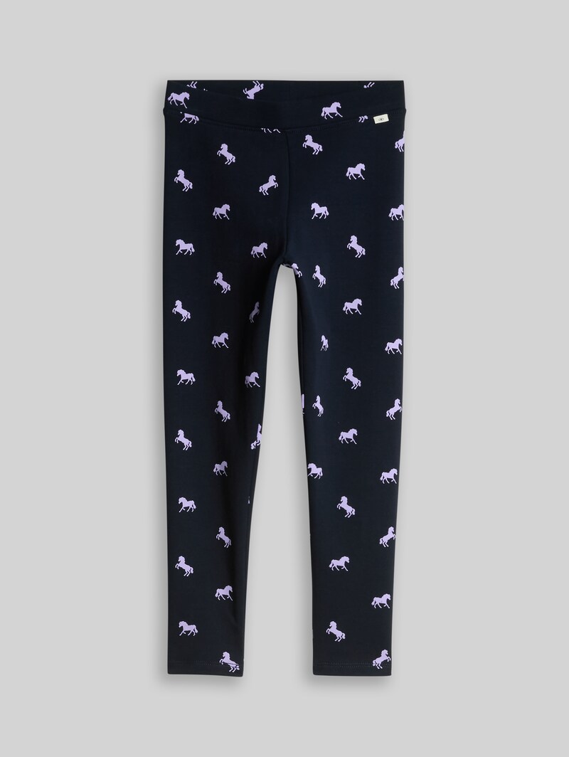 Tom Tailor Leggings mit Allover-Print - Dark Blue Horses Print
