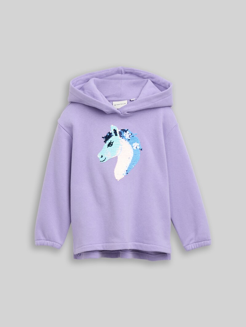 Tom Tailor Hoodie Sweatshirt mit Wendepailletten - Sweet Purple