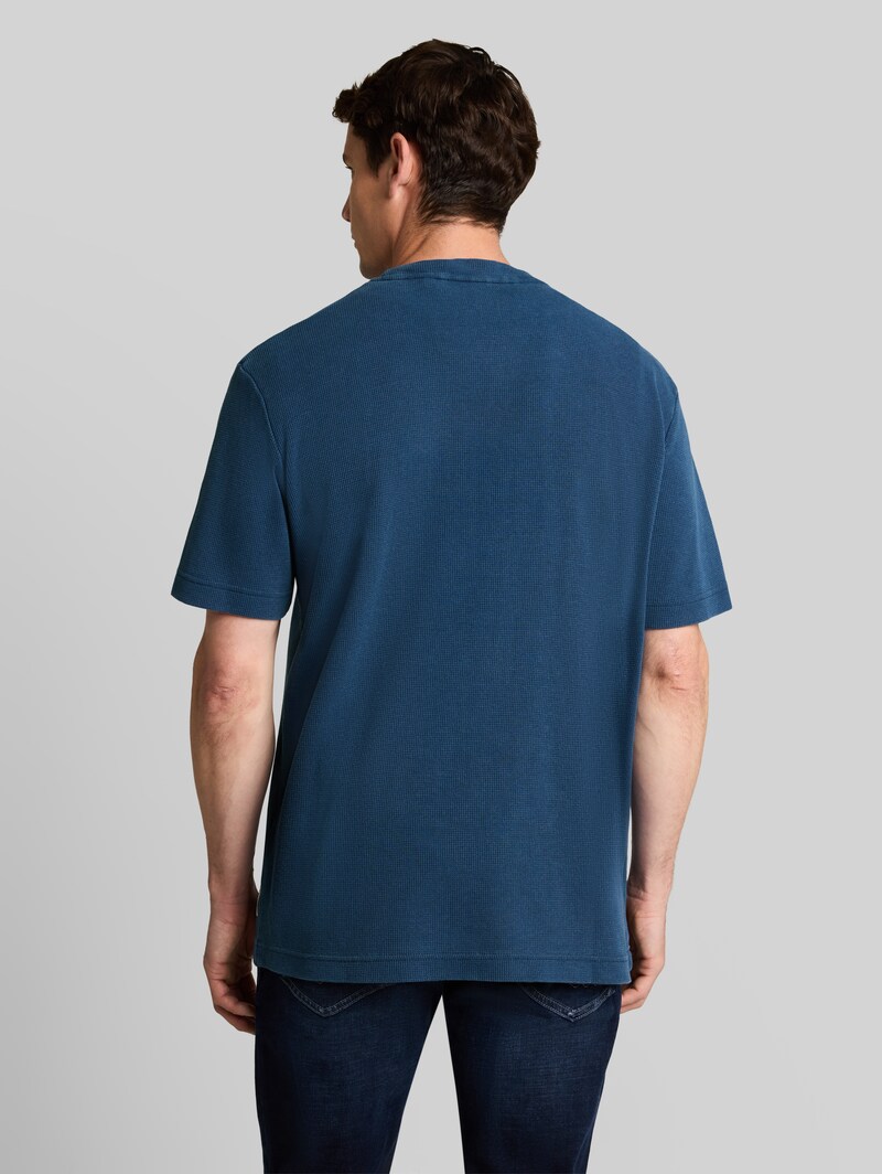 Tom Tailor T-Shirt mit Waffelstruktur - Dark Duck Blue