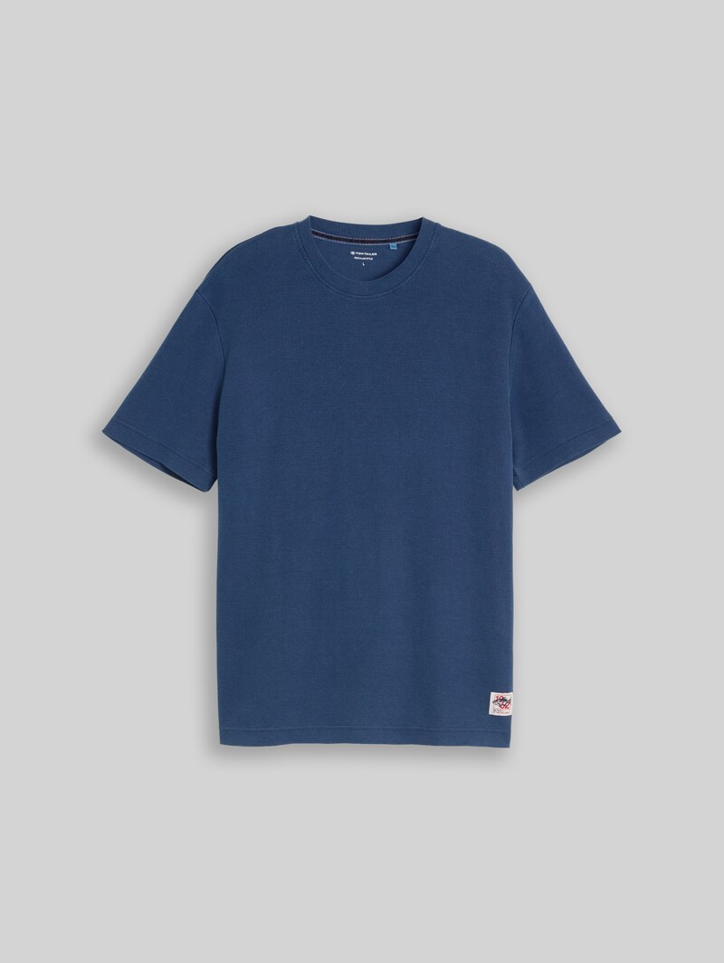 Tom Tailor T-Shirt mit Waffelstruktur - Dark Duck Blue