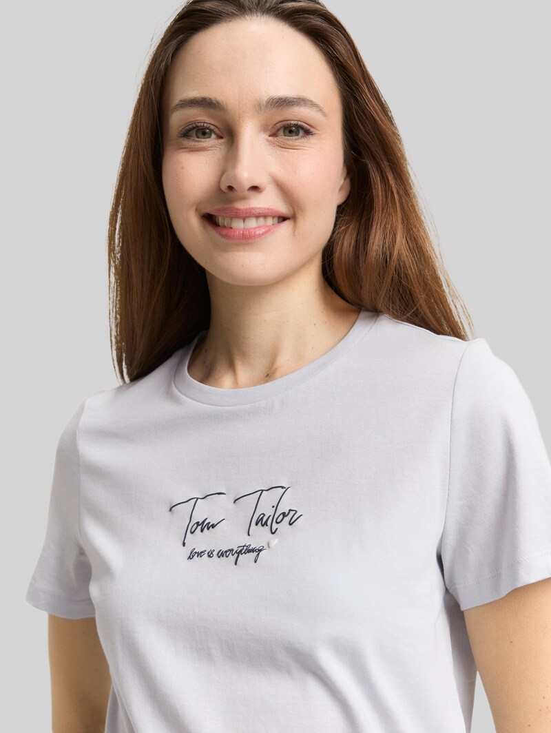 Tom Tailor T-Shirt mit Logo-Print - Soft Dusty Blue