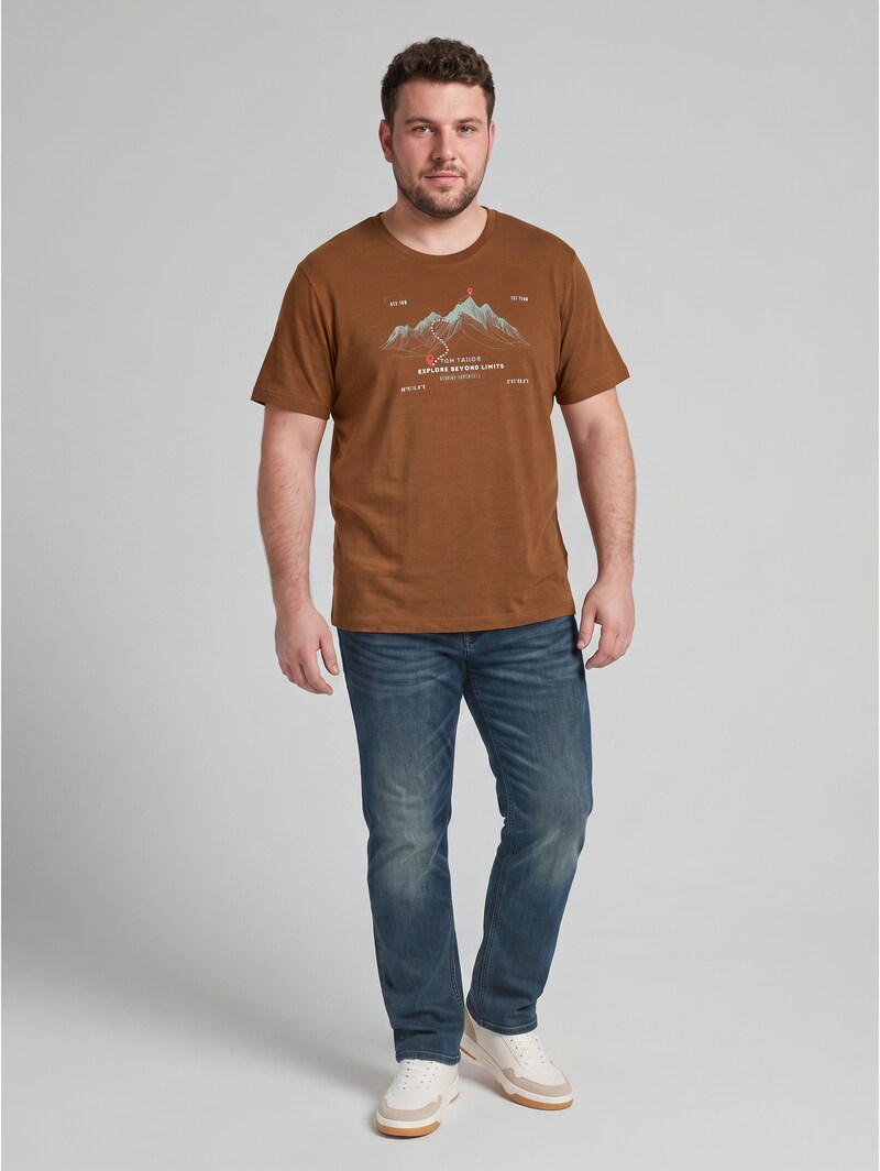 Tom Tailor Plus Size - T-Shirt mit Print - Brown Olive Injected Stripe
