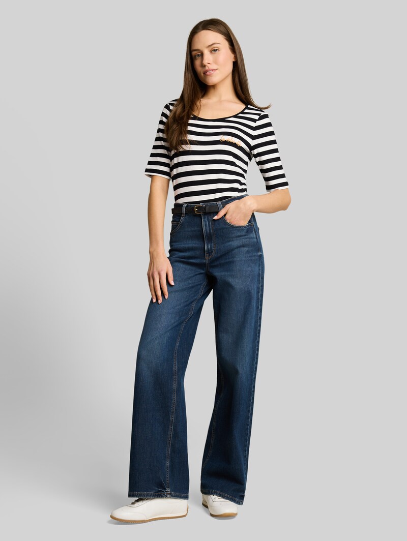 Tom Tailor T-Shirt mit Stickerei - Black White Stripe