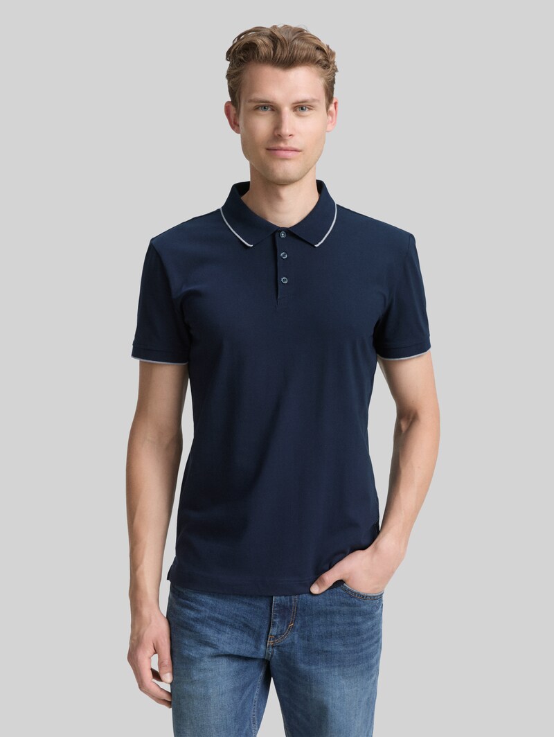 Tom Tailor Slim Fit Jersey Poloshirt mit Stretch - Sky Captain Blue Tom Tailor Slim Fit Jersey Poloshirt mit Stretch - Sky Captain Blue