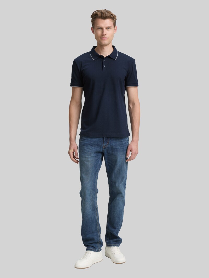 Tom Tailor Slim Fit Jersey Poloshirt mit Stretch - Sky Captain Blue