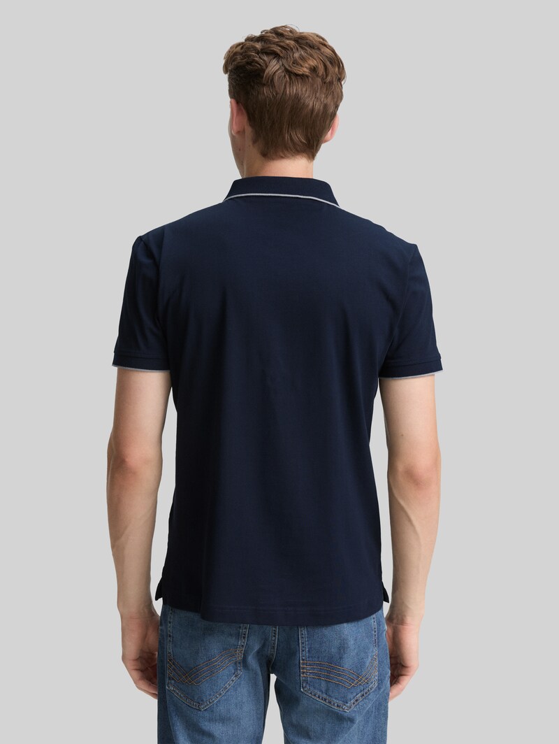 Tom Tailor Slim Fit Jersey Poloshirt mit Stretch - Sky Captain Blue