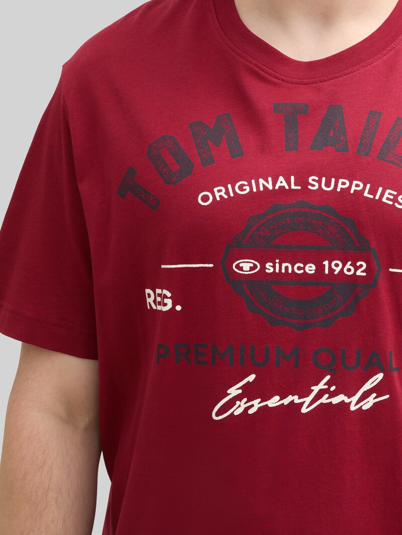 Tom Tailor Plus Size - T-Shirt mit Logo Print - Deep Red