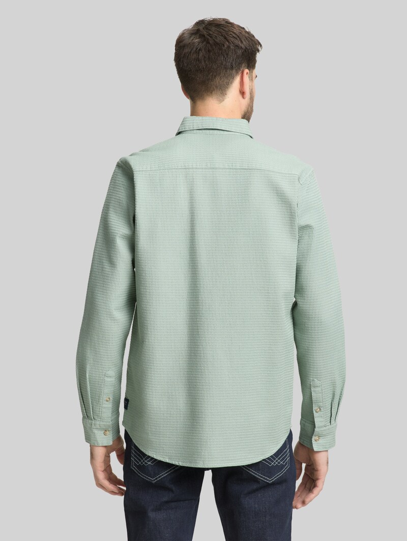 Tom Tailor Regular Fit Hemd mit Waffelstruktur - Soft Greyish Green