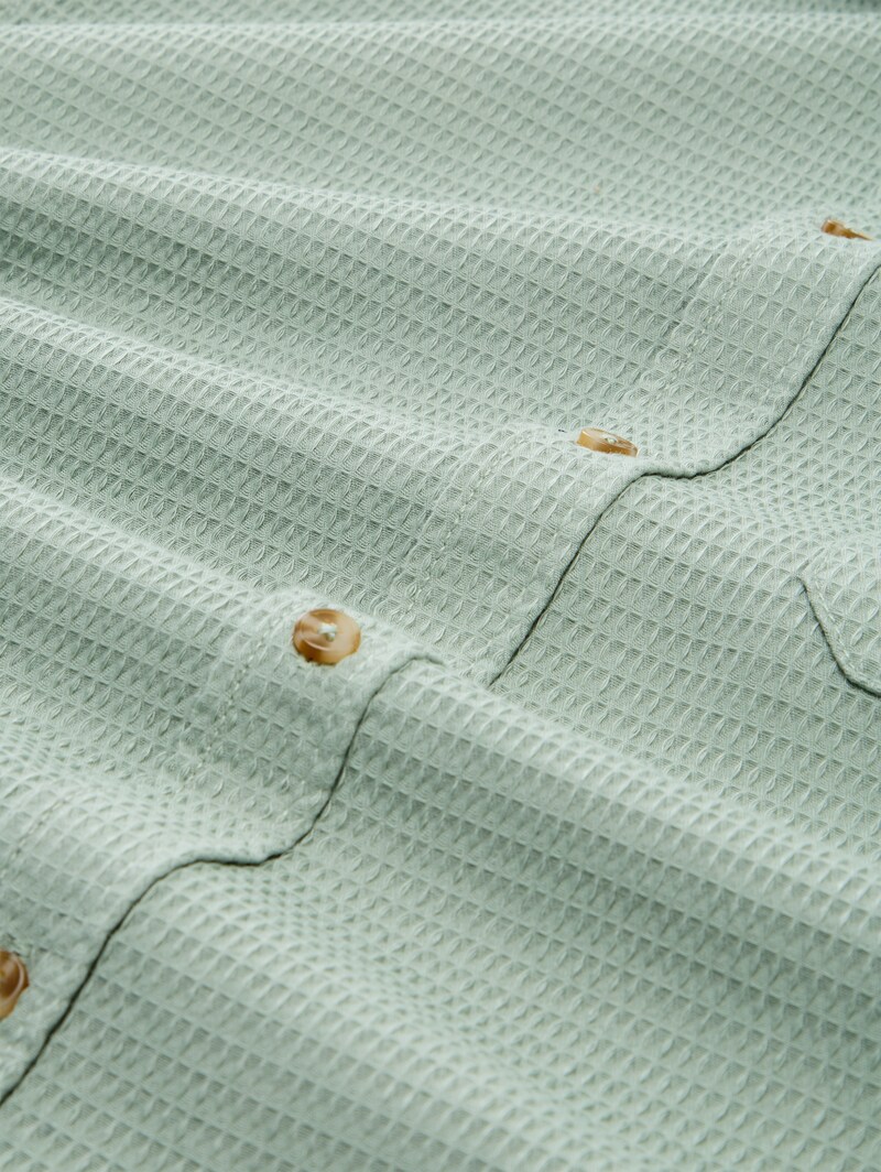 Tom Tailor Regular Fit Hemd mit Waffelstruktur - Soft Greyish Green