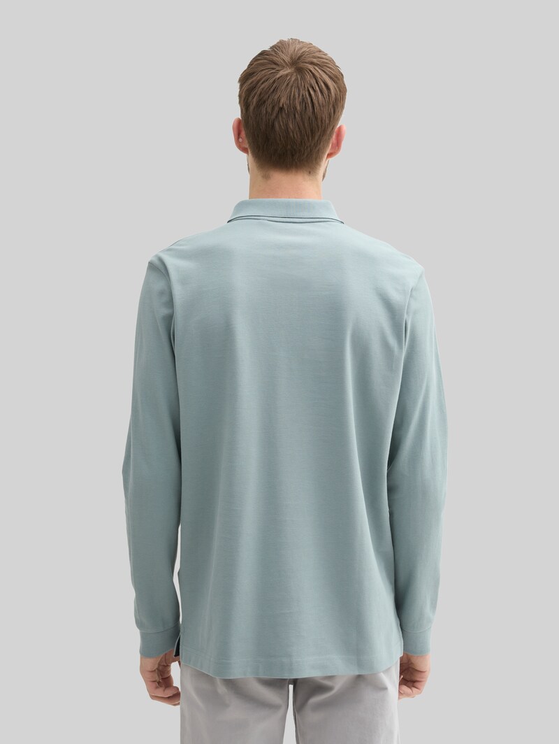 Tom Tailor Langarm Piqué Poloshirt - Grey Mint