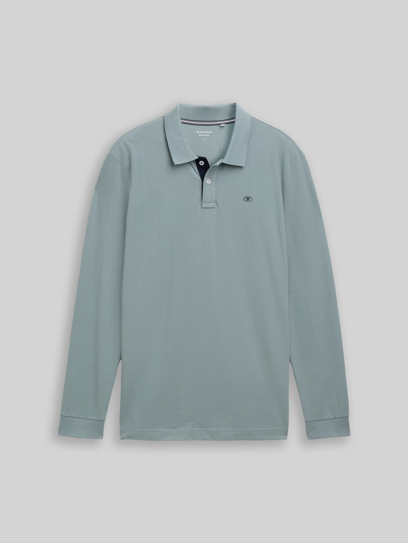 Tom Tailor Langarm Piqué Poloshirt - Grey Mint