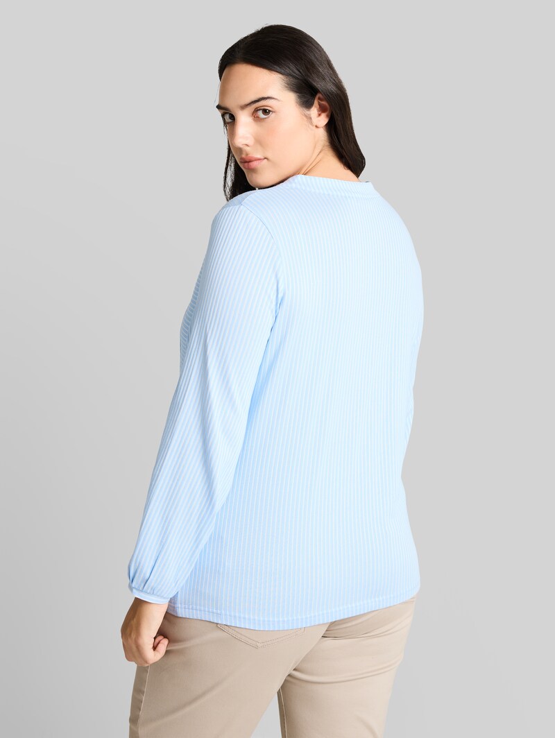Tom Tailor Plus Size - Blusenshirt mit Streifenmuster - Blue White Thin Stripe