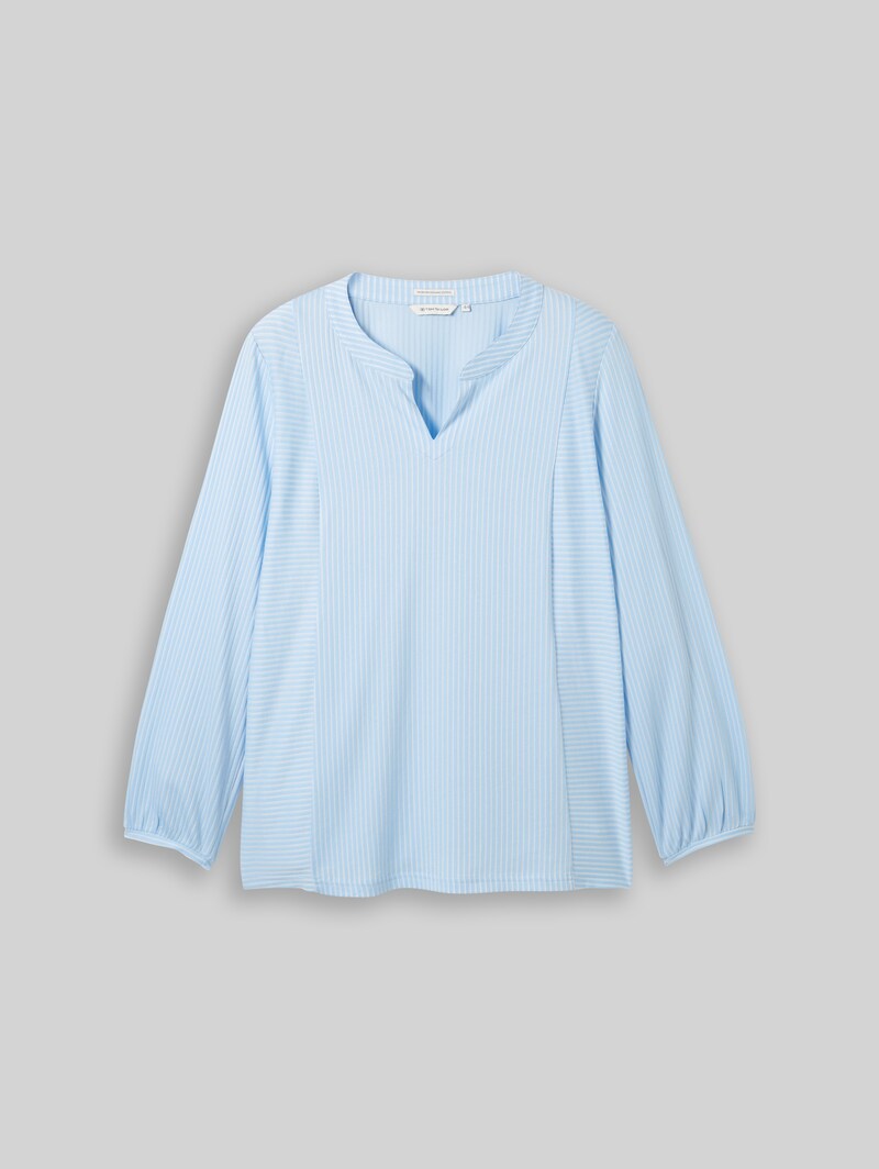 Tom Tailor Plus Size - Blusenshirt mit Streifenmuster - Blue White Thin Stripe