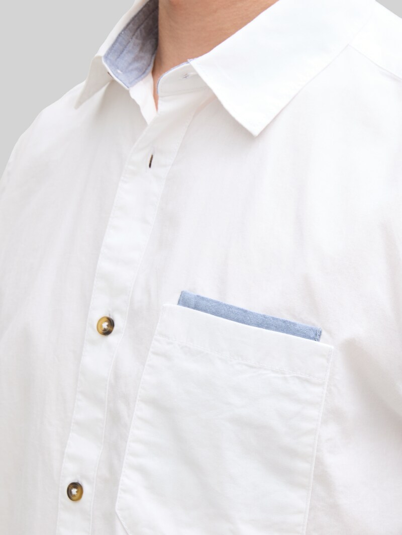 Tom Tailor Regular Fit Kurzarmhemd mit Brusttasche - White