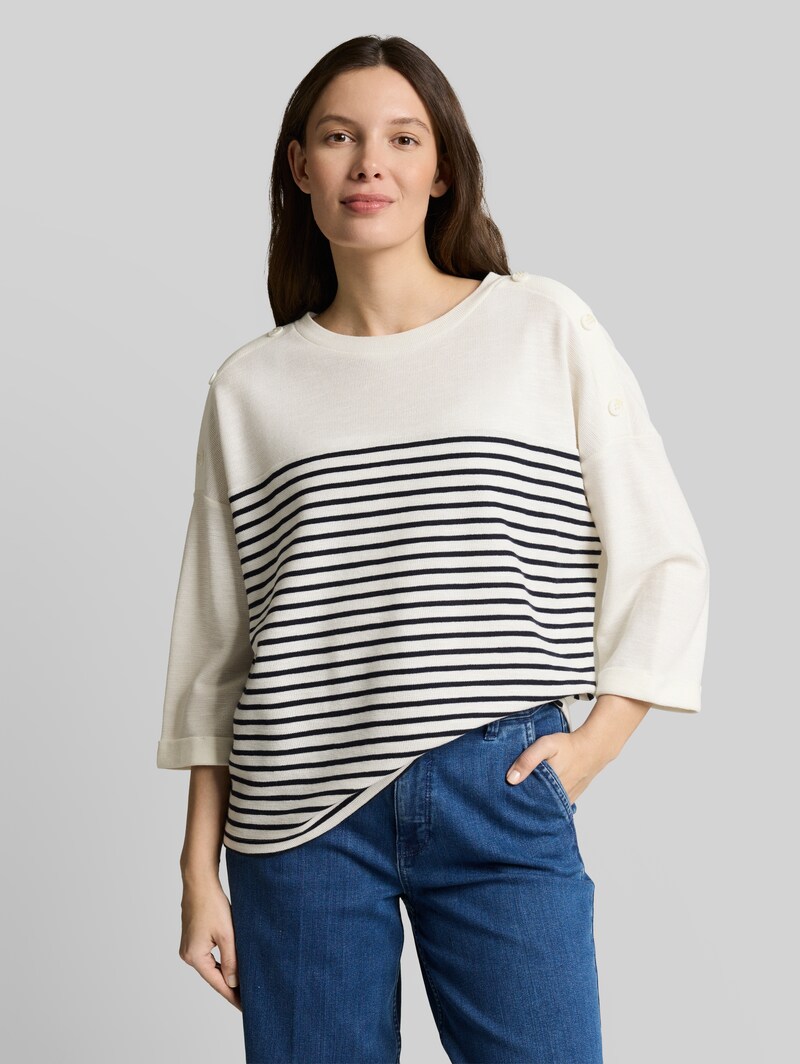 Tom Tailor Langarmshirt mit Streifenmuster - Offwhite Navy Blue Stripe Tom Tailor Langarmshirt mit Streifenmuster - Offwhite Navy Blue Stripe
