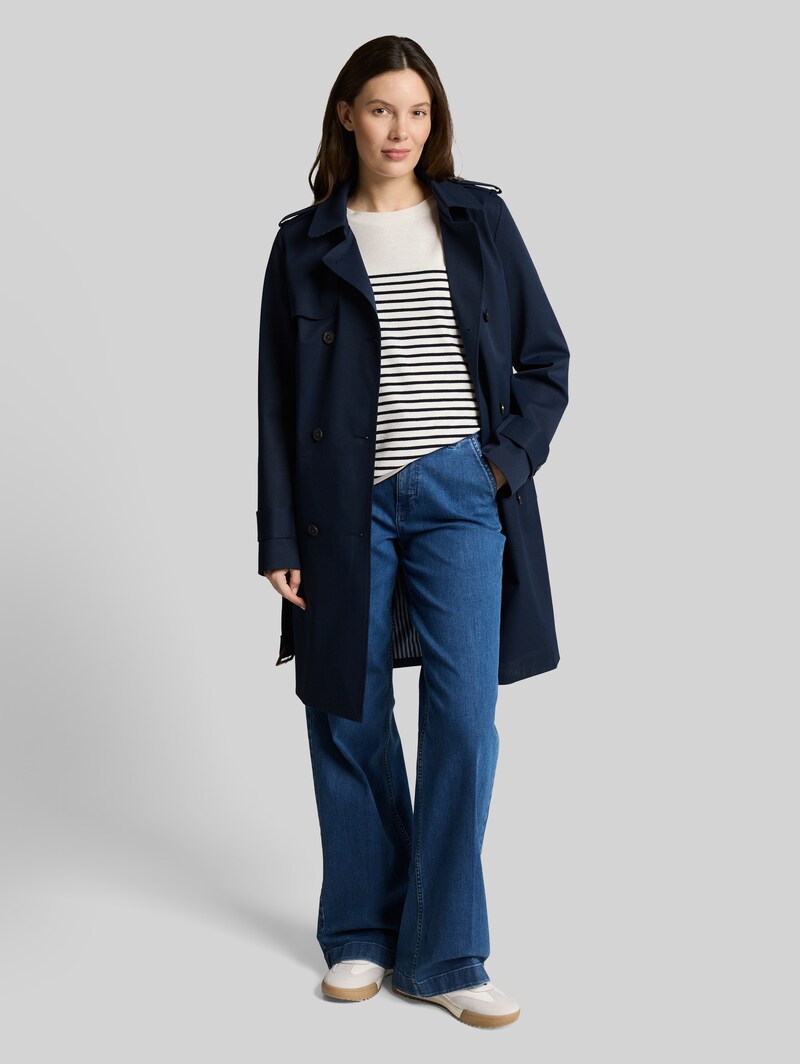 Tom Tailor Langarmshirt mit Streifenmuster - Offwhite Navy Blue Stripe