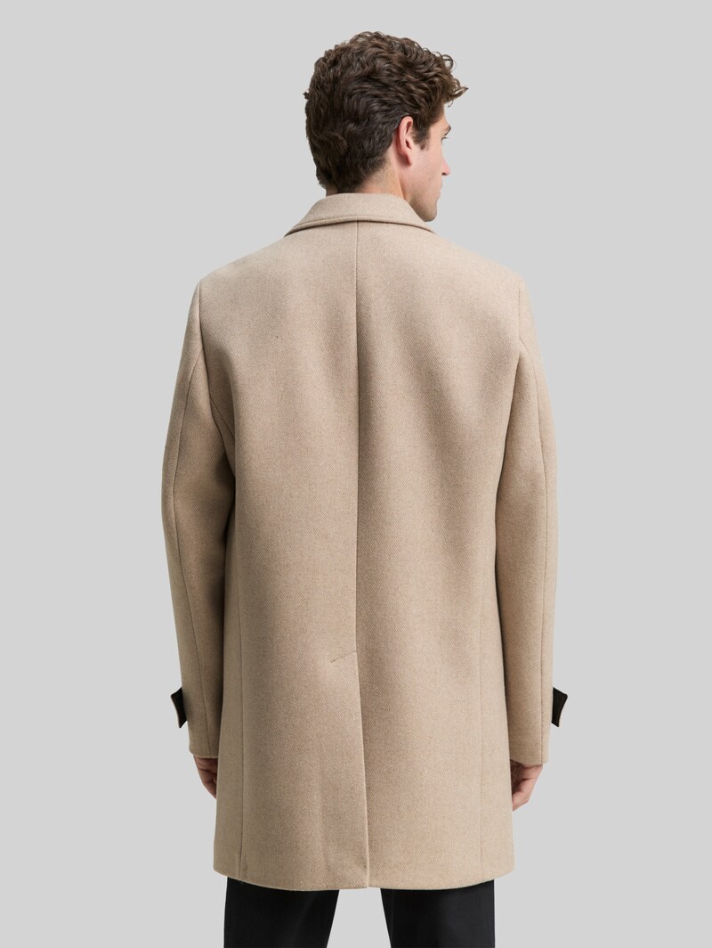 Tom Tailor Wollmantel mit Reverskragen - Taupe Wool Twill