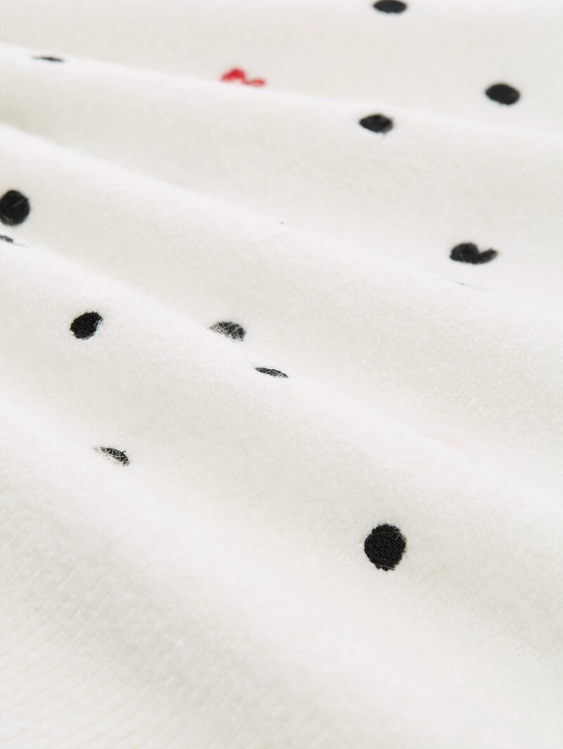 Tom Tailor Relaxed Fit Strickpullover mit Stickereien - White Black Dots And Hearts
