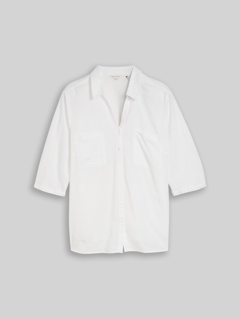 Tom Tailor Plus Size - Hemdbluse mit Leinenanteil - White