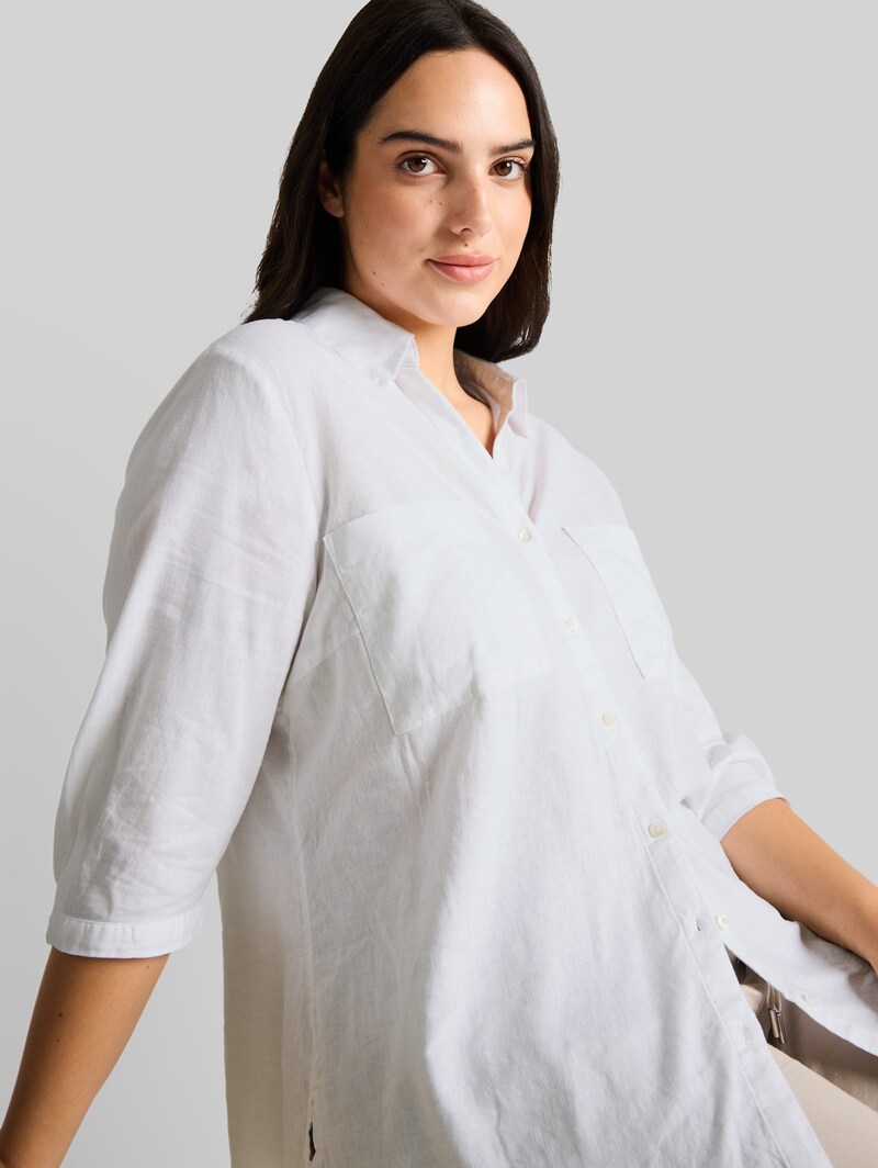 Tom Tailor Plus Size - Hemdbluse mit Leinenanteil - White