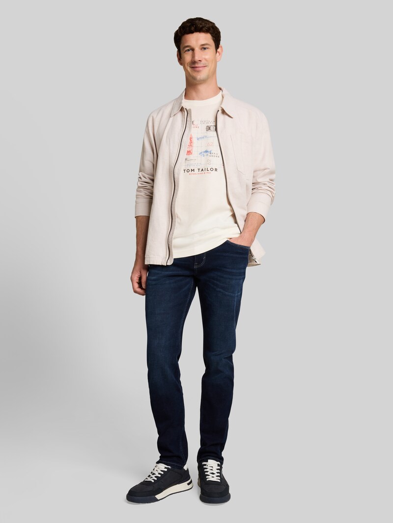 Tom Tailor T-Shirt mit Waffelstruktur - Gardenia White