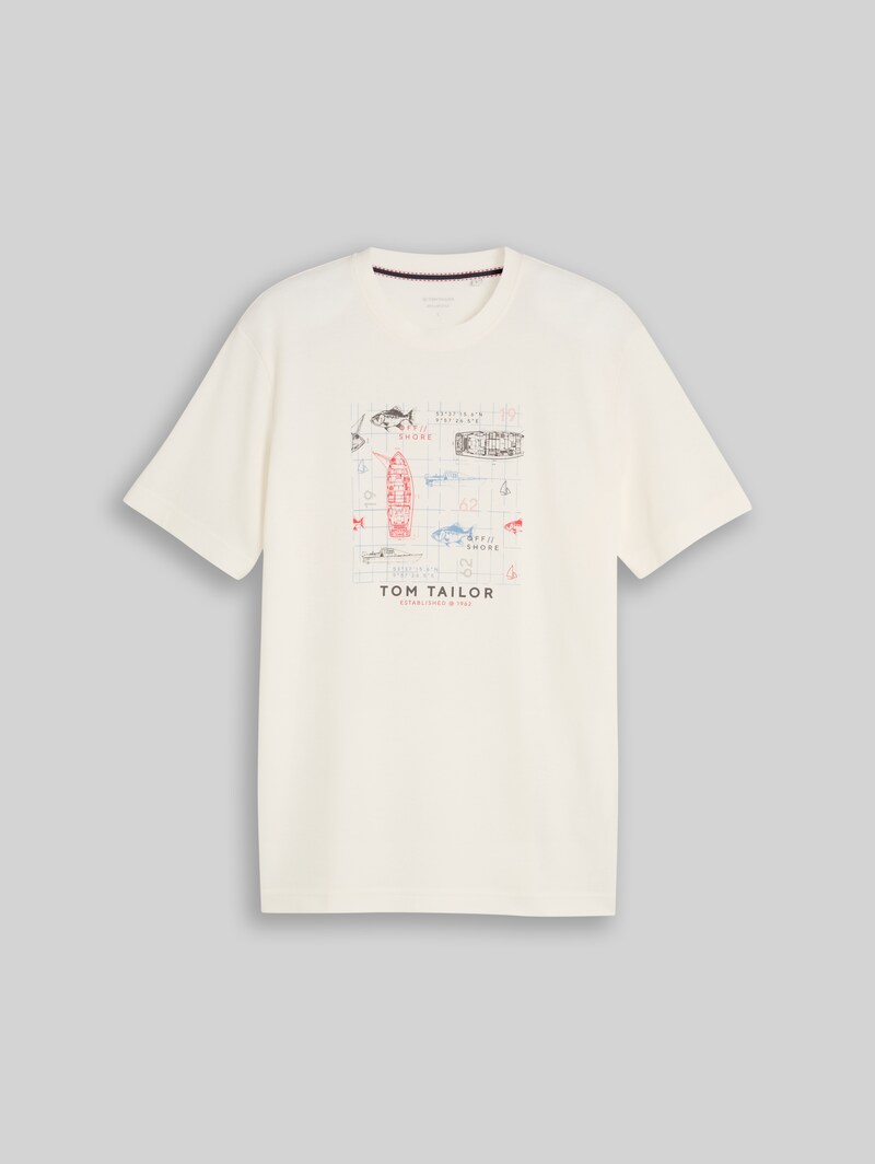 Tom Tailor T-Shirt mit Waffelstruktur - Gardenia White