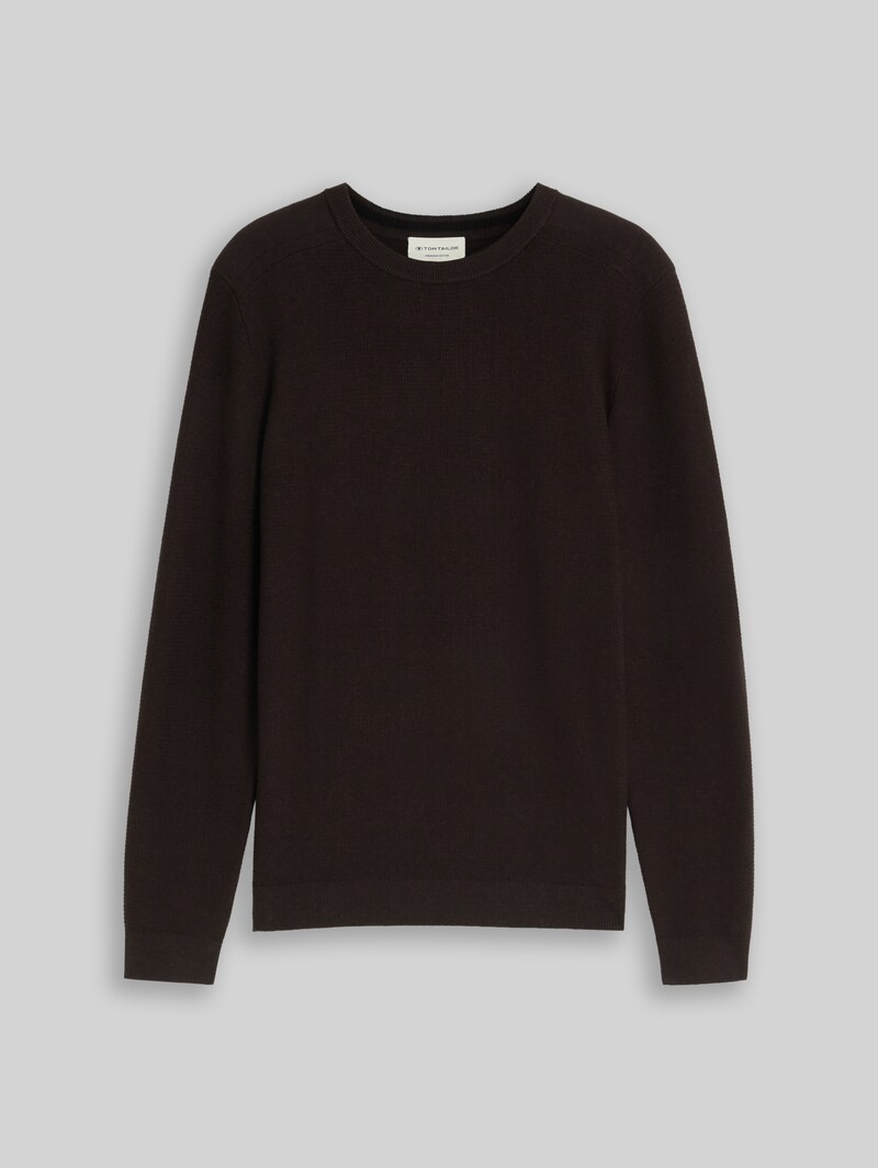 Tom Tailor Strickpullover aus Baumwolle - Mouline Brown Black