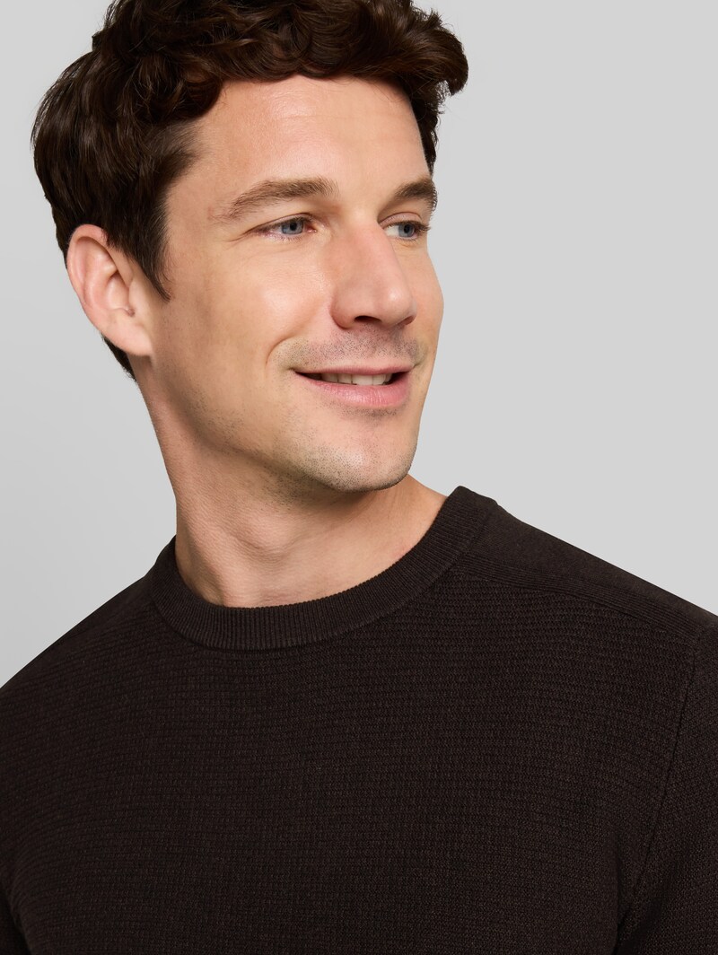 Tom Tailor Strickpullover aus Baumwolle - Mouline Brown Black