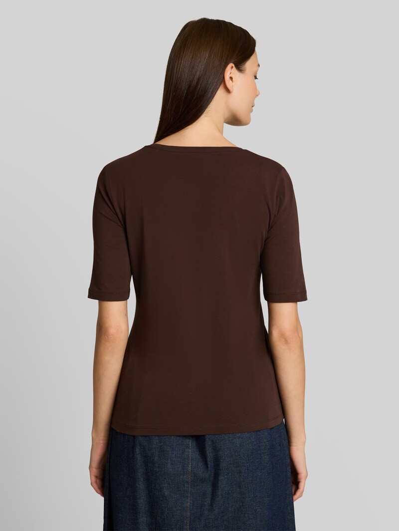 Tom Tailor Slim Fit T-Shirt mit Print - Java Dark Brown
