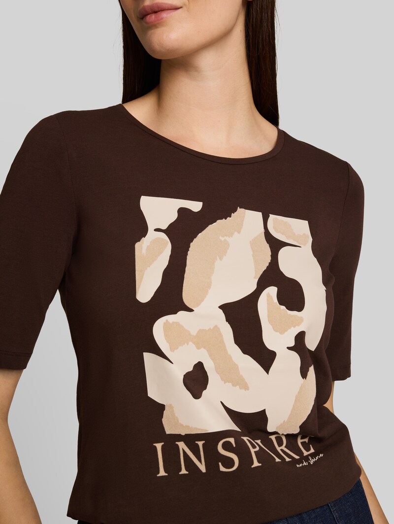 Tom Tailor Slim Fit T-Shirt mit Print - Java Dark Brown