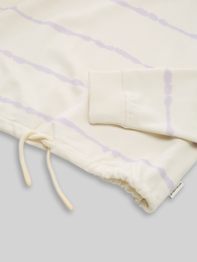 Tom Tailor Cropped Sweatshirt mit Batikmuster - White Lilac Batik Design