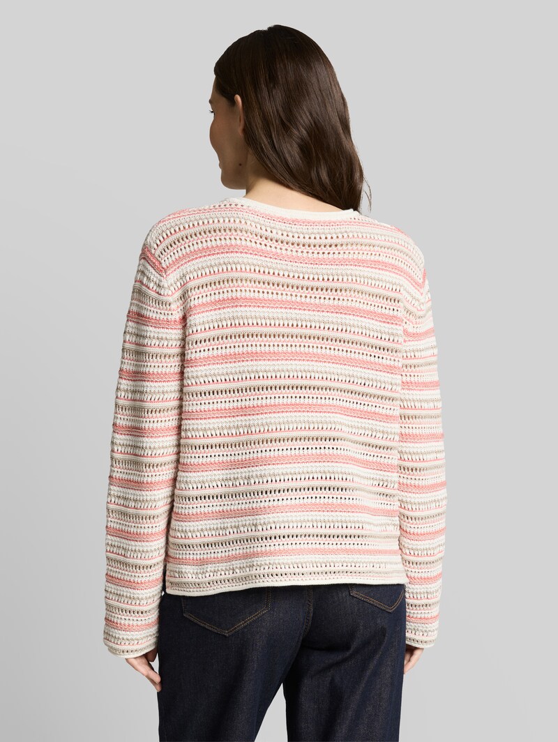 Tom Tailor Loose Fit Strickpullover mit Streifenmuster - Pink Beige Stripe
