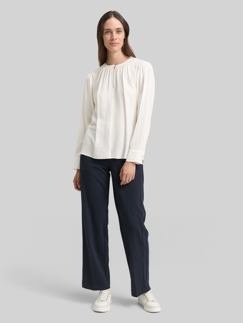 Tom Tailor Crinkle Bluse mit Raffungen - Whisper White