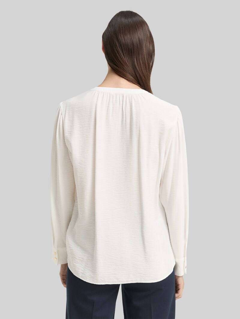 Tom Tailor Crinkle Bluse mit Raffungen - Whisper White