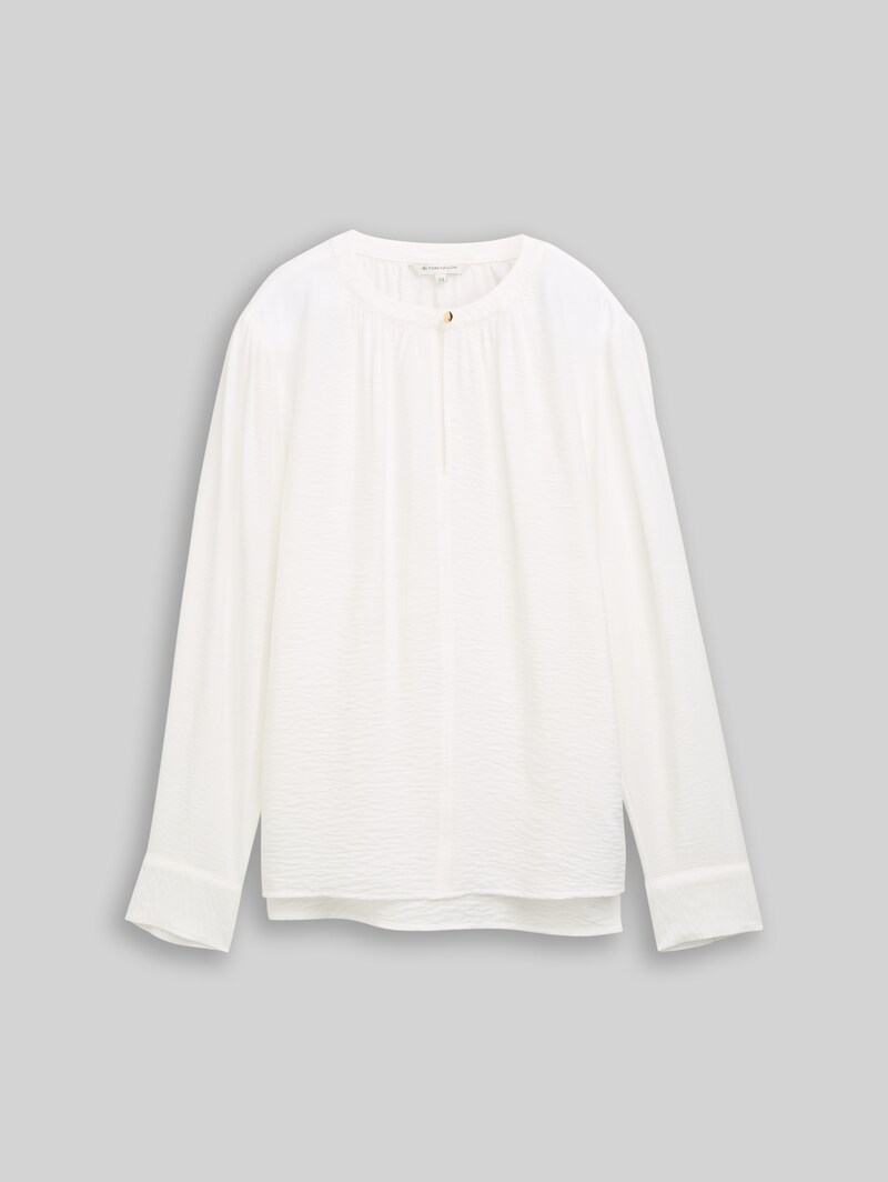 Tom Tailor Crinkle Bluse mit Raffungen - Whisper White