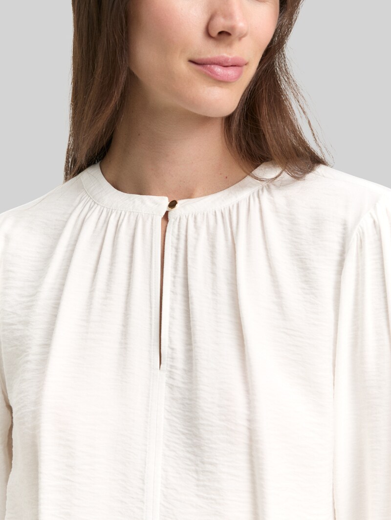 Tom Tailor Crinkle Bluse mit Raffungen - Whisper White