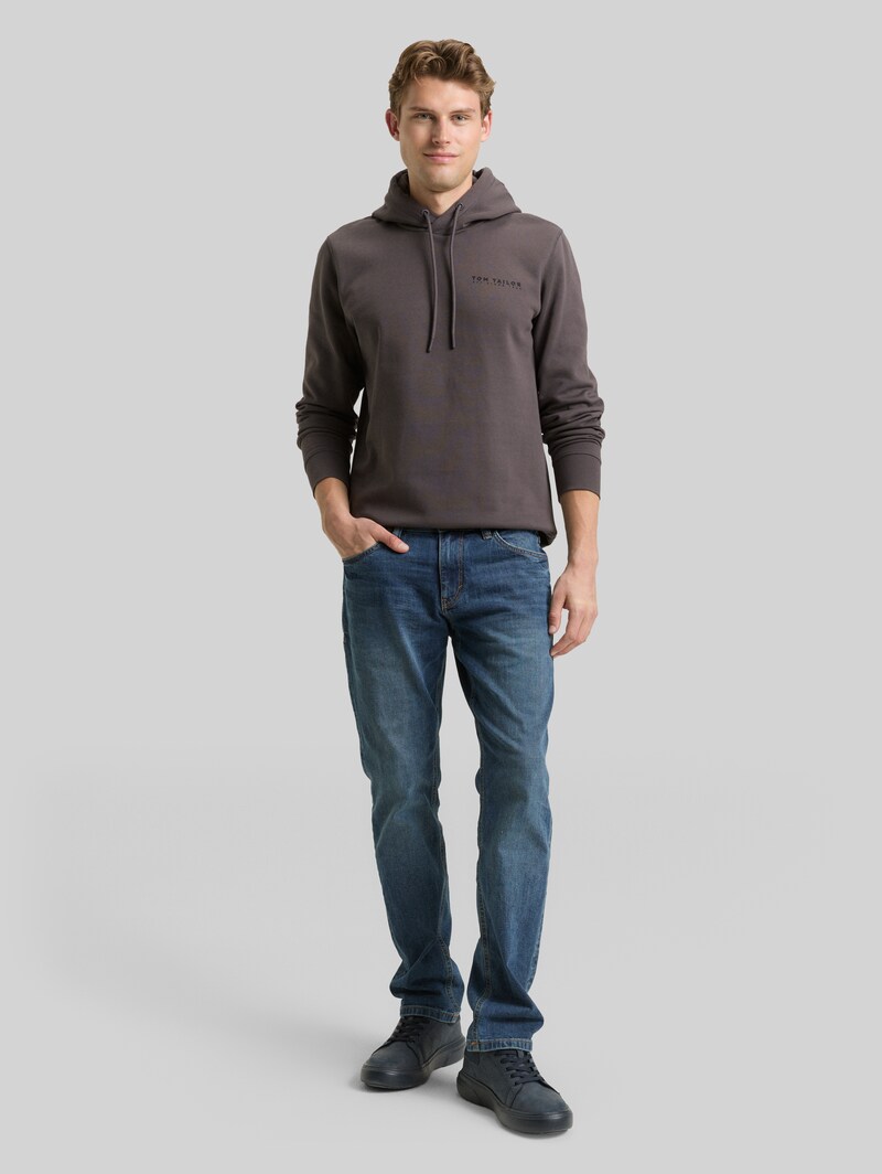 Tom Tailor Hoodie Sweatshirt mit Logo-Print - Tarmac Grey
