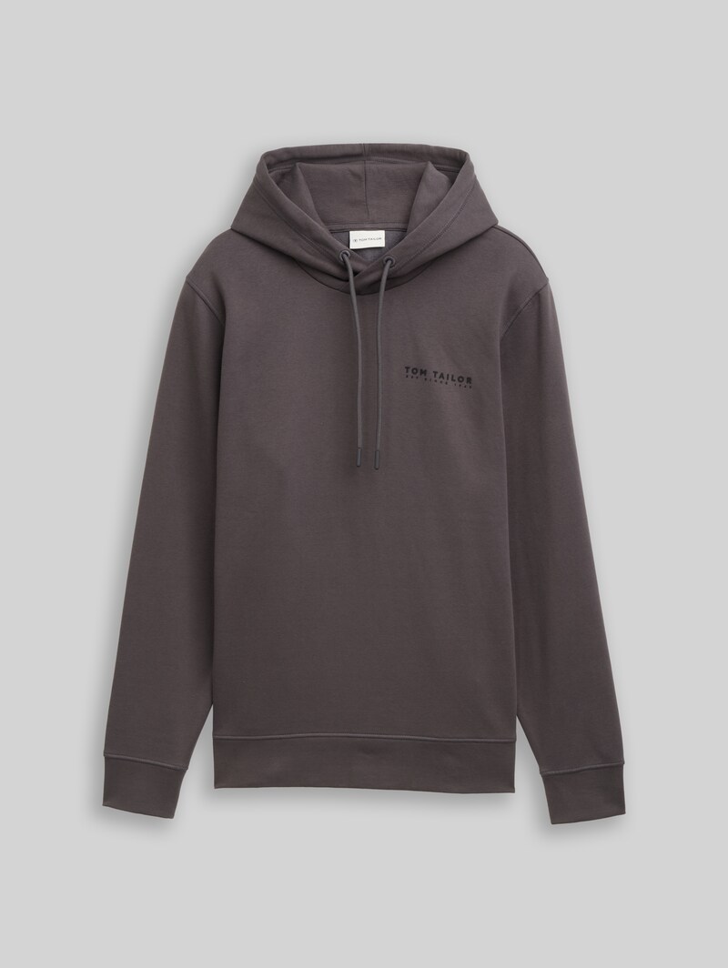 Tom Tailor Hoodie Sweatshirt mit Logo-Print - Tarmac Grey