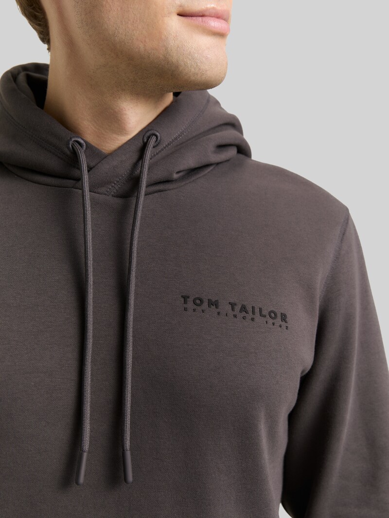 Tom Tailor Hoodie Sweatshirt mit Logo-Print - Tarmac Grey
