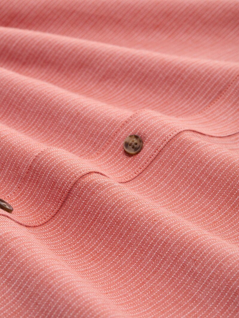 Tom Tailor Regular Fit Hemd mit Turn-Up-Funktion - Chili Orange Herringbone