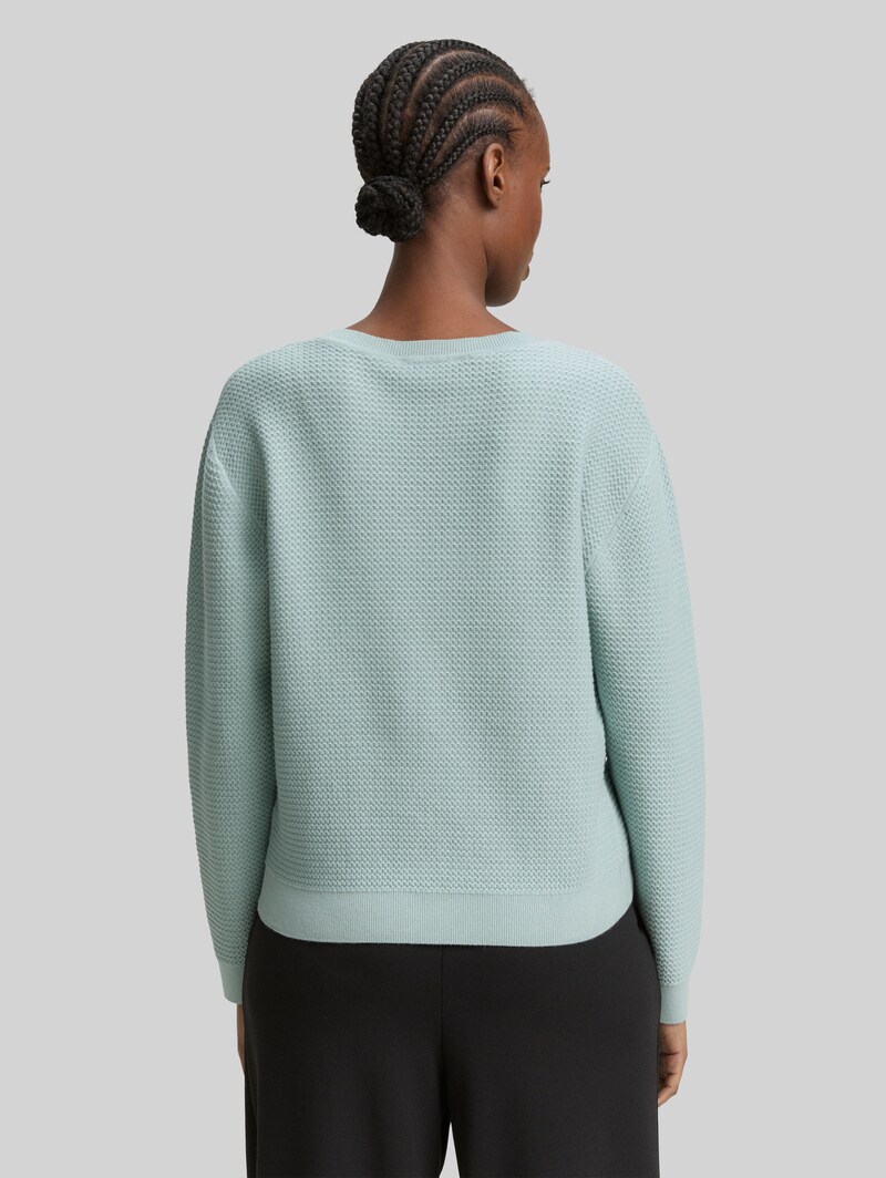 Tom Tailor Strickpullover mit Rundhalsausschnitt - Silver Cloud Blue