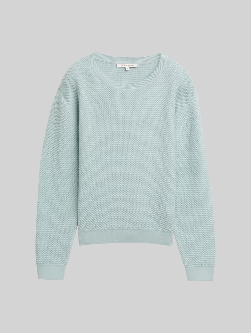 Tom Tailor Strickpullover mit Rundhalsausschnitt - Silver Cloud Blue