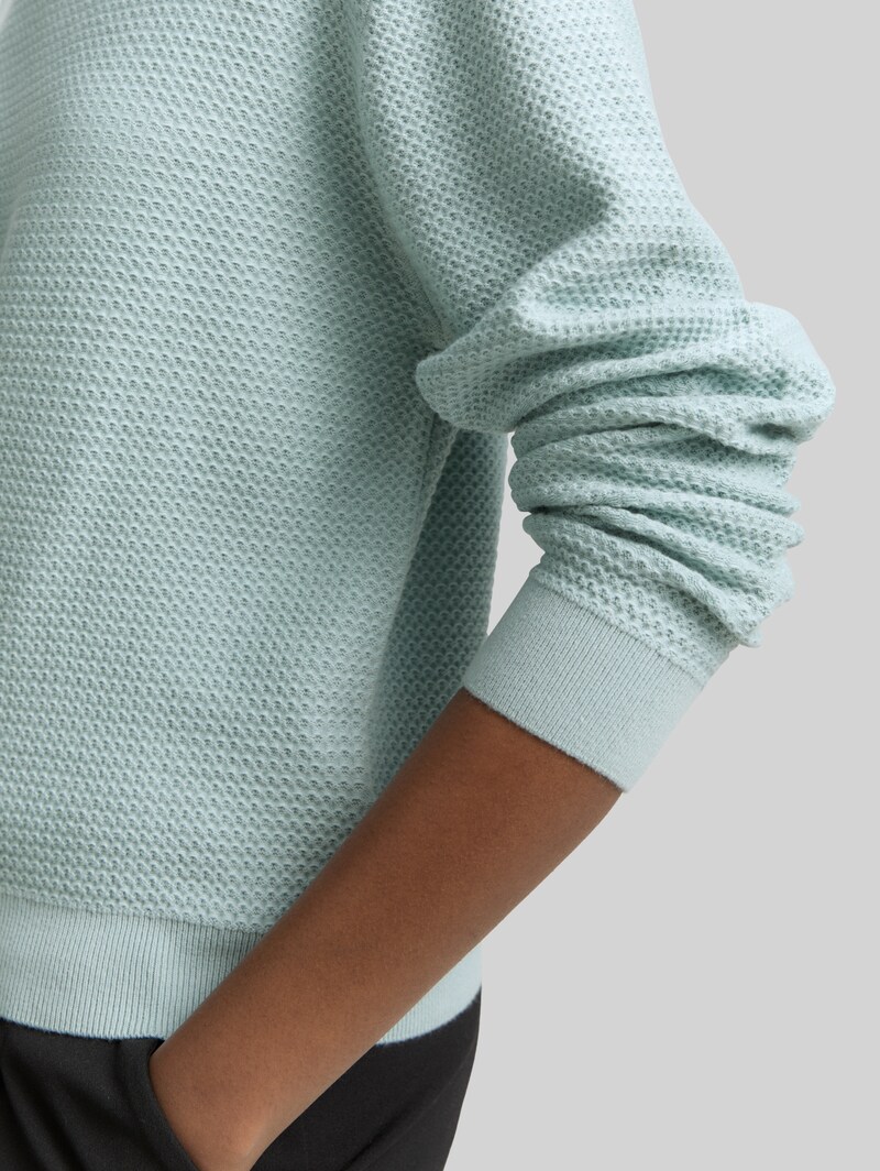Tom Tailor Strickpullover mit Rundhalsausschnitt - Silver Cloud Blue