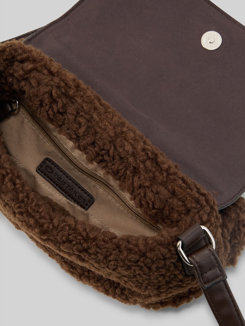 Tom Tailor TTZELINA S Umhängetasche mit Teddyfell - Dark Brown