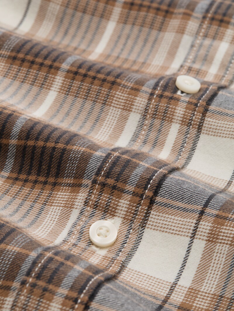 Tom Tailor Relaxed Fit Hemd mit Karomuster - Off White Brown Check