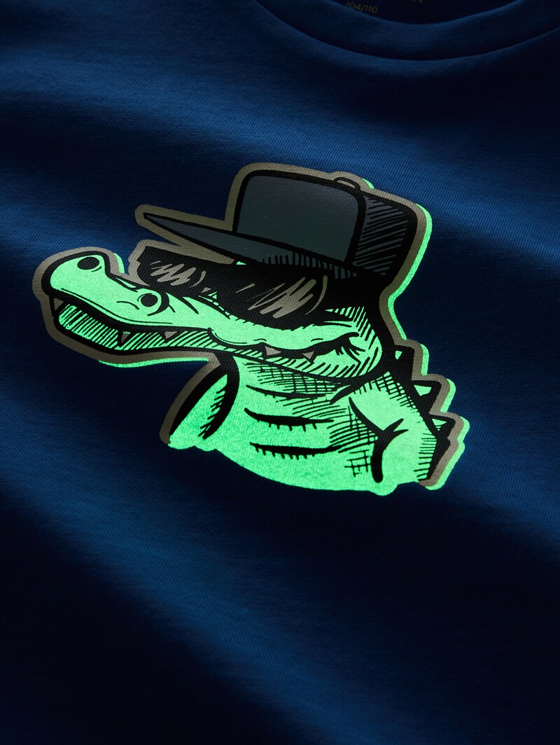 Tom Tailor Glow-in-the-Dark T-Shirt - Soft Mid Blue