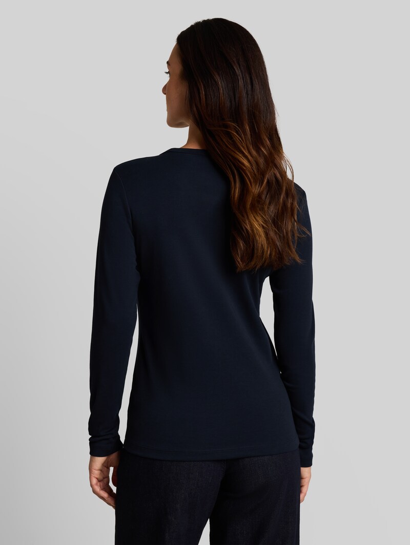 Tom Tailor Basic Langarmshirt aus Baumwolle - Sky Captain Blue
