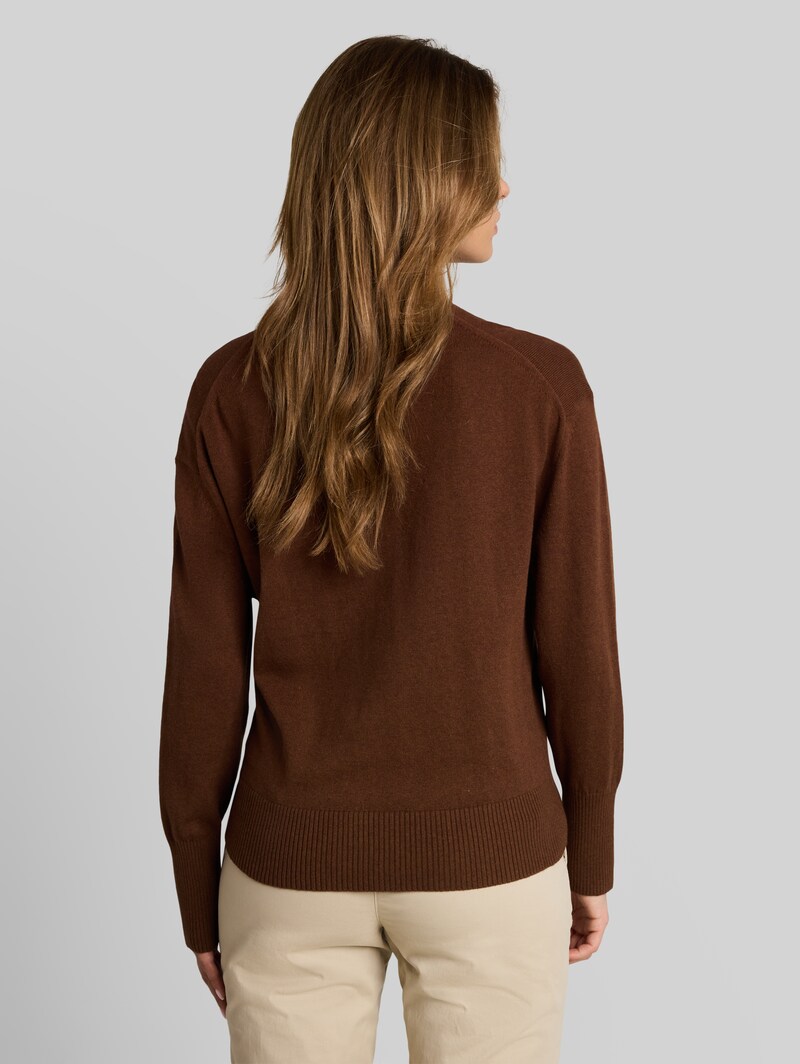 Tom Tailor Oversize Strickpullover mit Kaschmir-Anteil - Mid Camel Melange