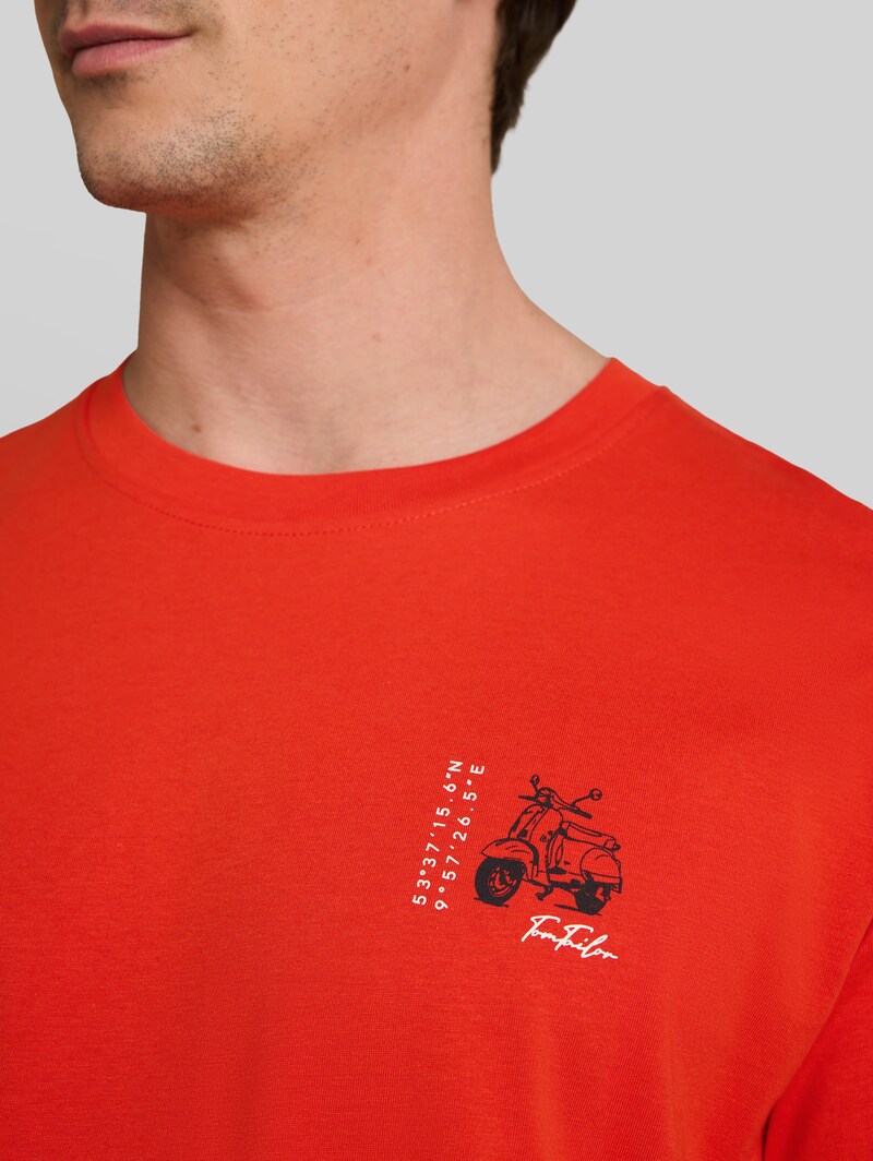 Tom Tailor T-Shirt mit Print - Orange Red