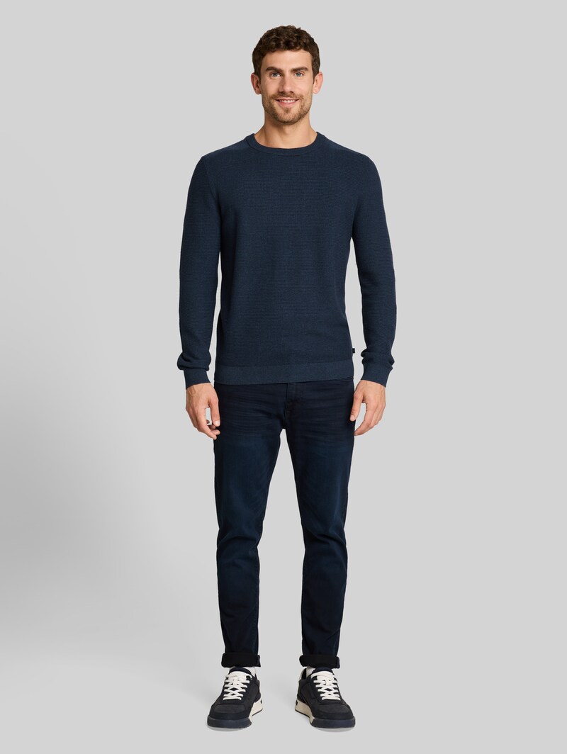 Tom Tailor Strickpullover aus Baumwolle - Mouline Blue Navy